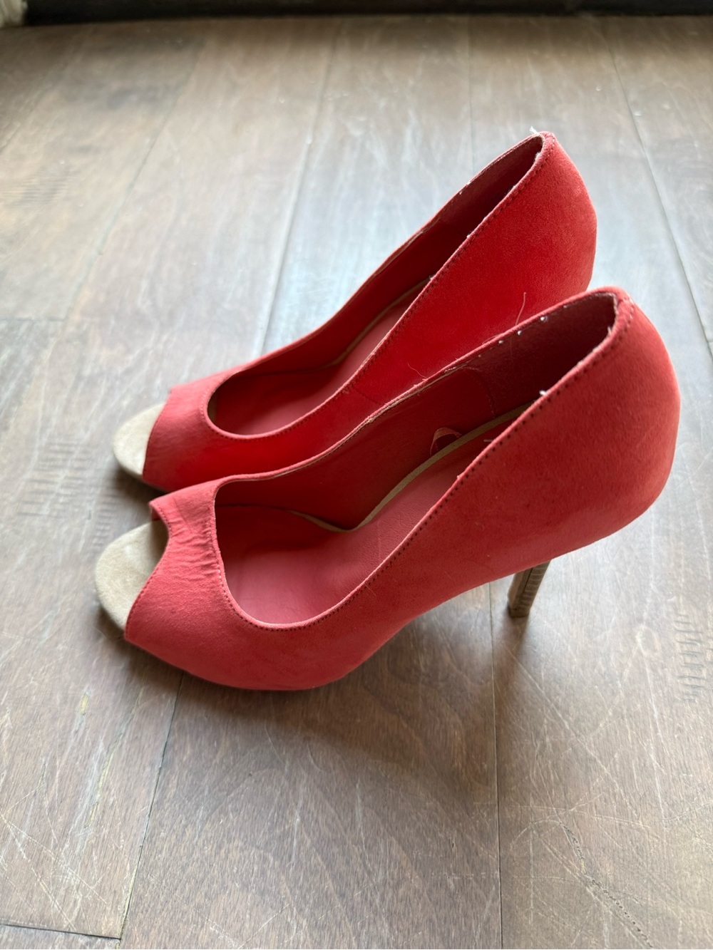 Charming Charlie Coral Peep-Toe High Heels - Women's Y2K Dress Pumps